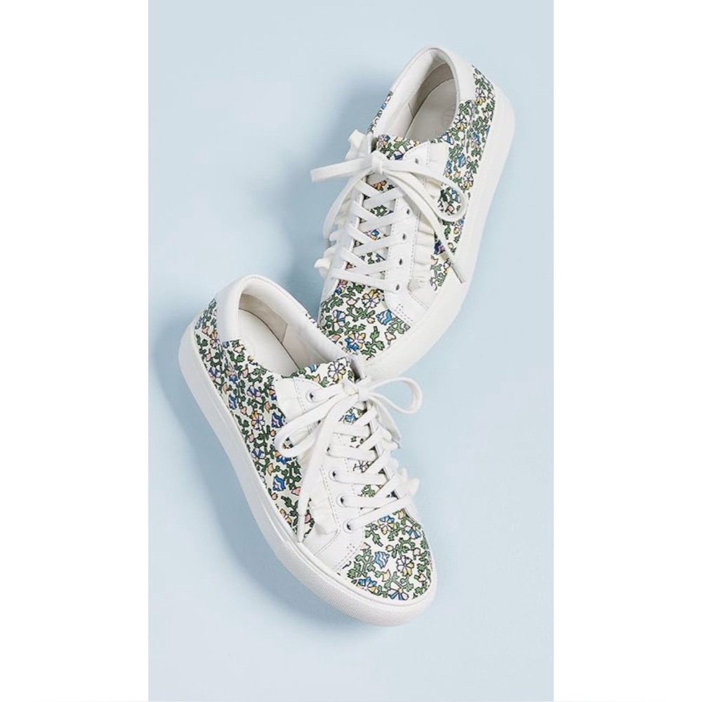 Tory Burch Sport Ruffle wild Pansy floral print leather sneakers